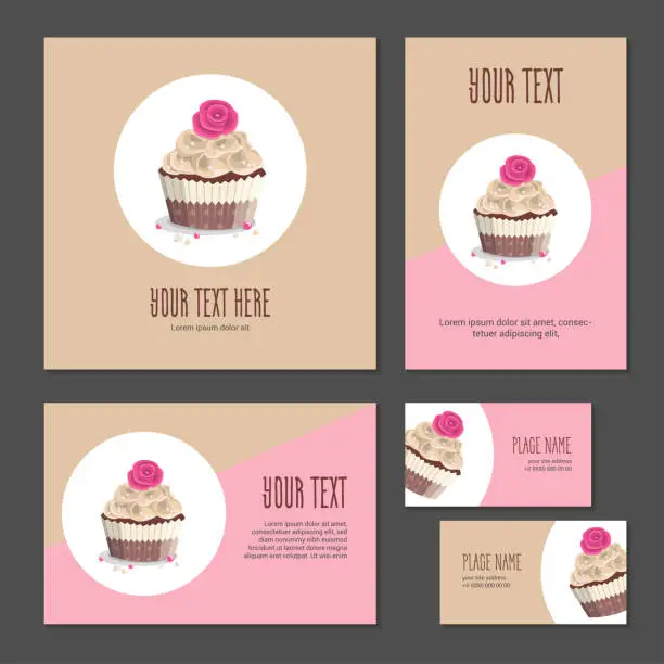 Vector illustration of Set of corporate branding cake in packing