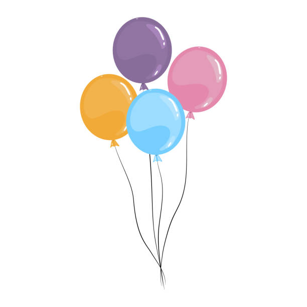 벡터 만화 풍선 흰색 배경에 고립입니다. - balloon blue bunch cheerful stock illustrations