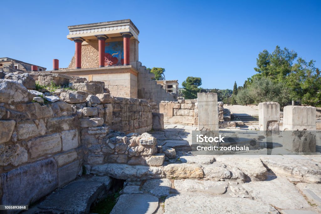 Knossos palace at Crete, Greece Knossos Palace Knossos Stock Photo