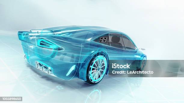 Technological Study Of New Futuristic Car Stock Photo - Download Image Now - Car, Futuristic, Concept Car