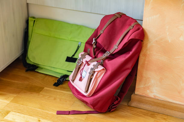 istock Close-up of red school bag 1055900020