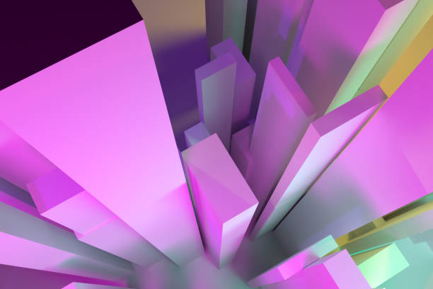 Block or shapre, pillar, colorful lighting. For web page, wallpaper, graphic design, catalog, texture or background. 3D rendering.