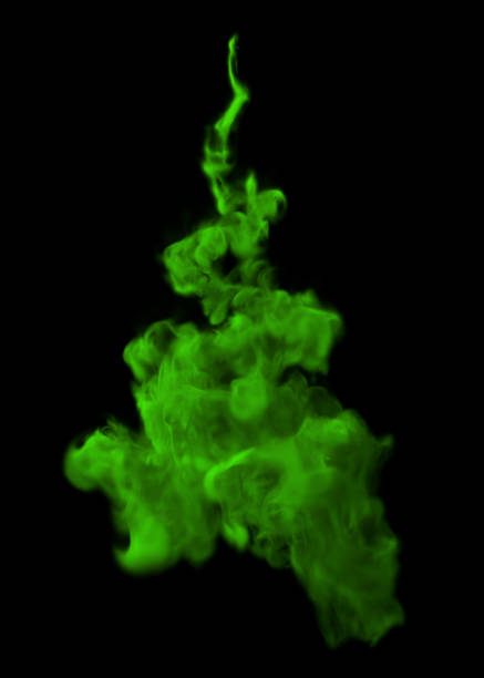green toxic acid smoke on black background. - toxic substance smoke abstract green imagens e fotografias de stock