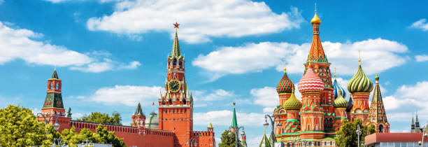 istock Panoramic view of Moscow Kremlin and St Basil's Cathedral in Moscow 1055901432