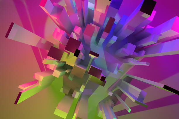 istock Abstract colorful lighting, pillar block or shapre. Wallpaper for graphic design. 3D rendering. 1055903336