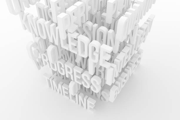 istock Knowledge, business conceptual gray or black and white B&W 3D rendered words. Backdrop, illustration, graphic & wallpaper. 1055903986