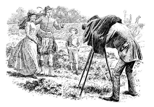 영국 런던 풍자 풍자 만화 만화 삽화: 사진 작가 - engraving rural scene engraved image men stock illustrations