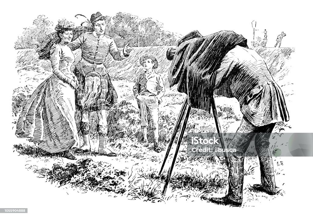 British London satire caricatures comics cartoon illustrations: Photographer Photographer stock illustration