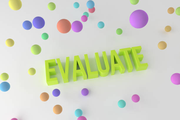 istock Evaluate, business conceptual colorful 3D rendered words. Caption, style, positive & title. 1055905934