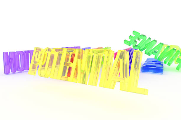 istock Potential, business conceptual colorful 3D rendered words. Backdrop, caption, message & alphabet. 1055906216