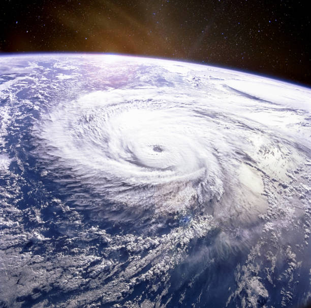 istock Typhoon. Satellite view. Elements of this image furnished by NASA. 1055906922