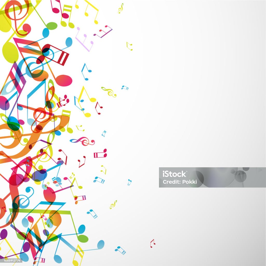 Abstract background with colorful tunes. Musical Note stock vector