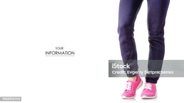 Woman Female Legs Sport Pants Sneakers Sport Exercises Pattern Stock Photo - Download Image Now