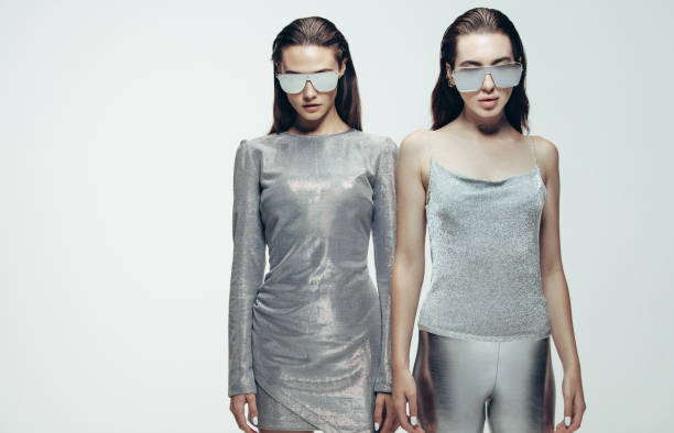 istock Female models in futuristic look 1055916848
