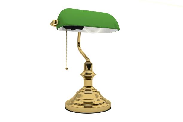 istock old style green bank lamp. 3D rendering 1055917654