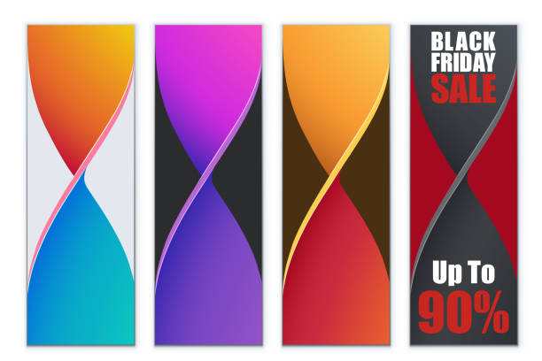 farbenfrohes design vertikale roll-up banner verdreht - twisted stock-grafiken, -clipart, -cartoons und -symbole