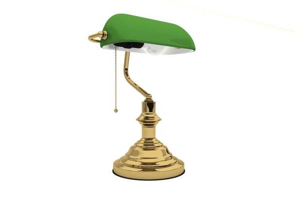 istock old style green bank lamp. 3D rendering 1055917766
