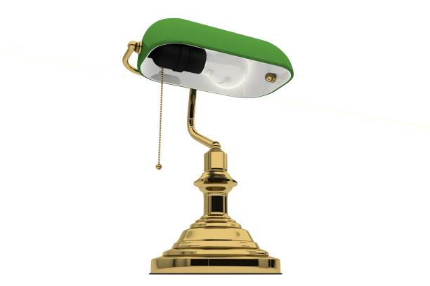istock old style green bank lamp. 3D rendering 1055917792