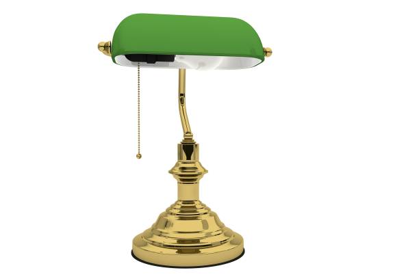 istock old style green bank lamp. 3D rendering 1055917832