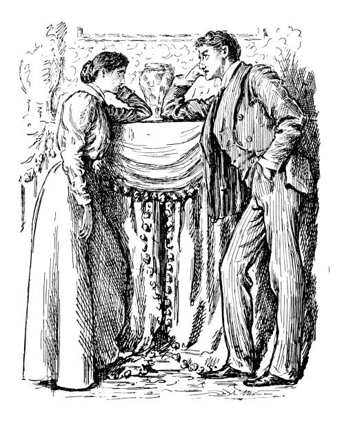 istock British London satire caricatures comics cartoon illustrations: Couple crisis 1055921012