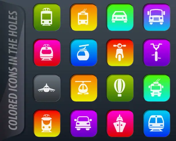 Vector illustration of Public transport icons set