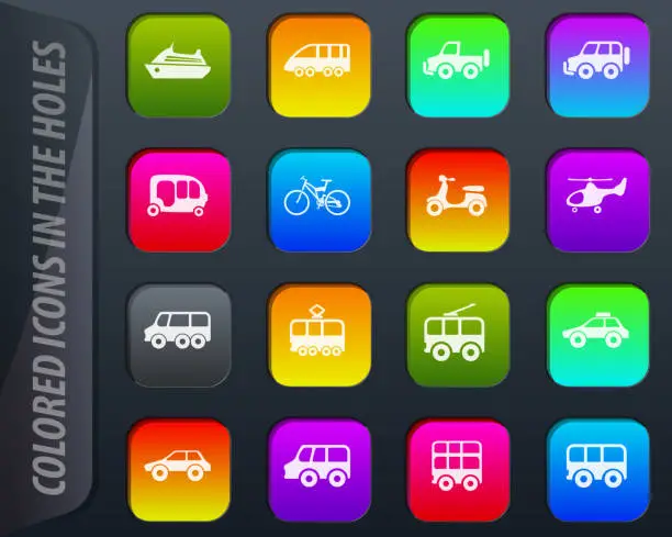 Vector illustration of Public transport icons set