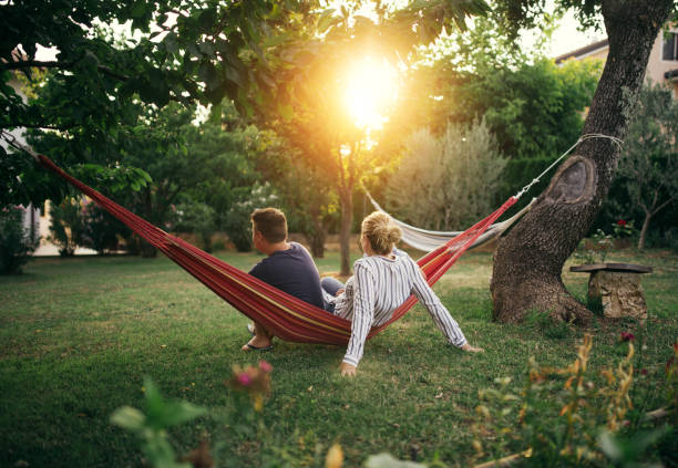 Family enjoying hammock