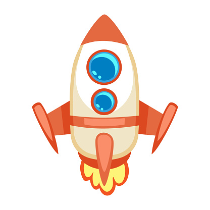Cartoon Vector Retro Space Rocket Icon Stock Illustration - Download Image  Now - Alien, Cartoon, Countdown - iStock