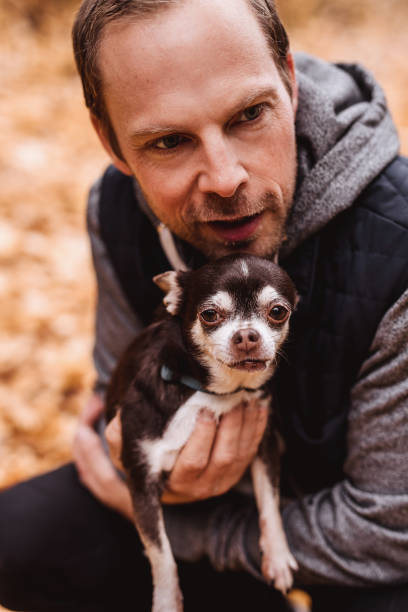 istock Man and his old chihuahua dog 1055939840