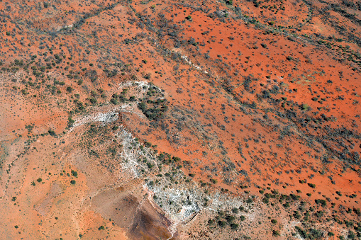 Australia, NT, arial view over landscape south of Alice Springs
