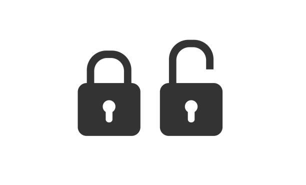 ilustraciones, imágenes clip art, dibujos animados e iconos de stock de vector de los iconos de bloqueo - secrecy lock locking safe