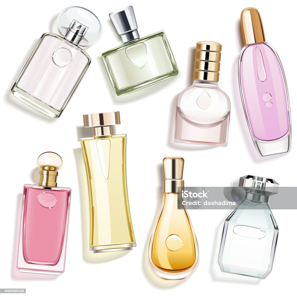 Vector Perfume Glass Bottles Vector Perfume Glass Bottles isolated on white background Perfume stock vector