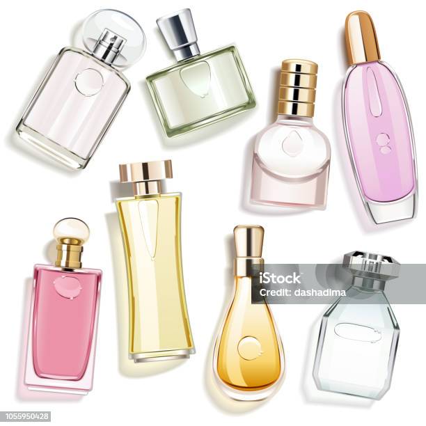Vector Perfume Glass Bottles Stock Illustration - Download Image Now - Perfume, Bottle, Perfume Sprayer
