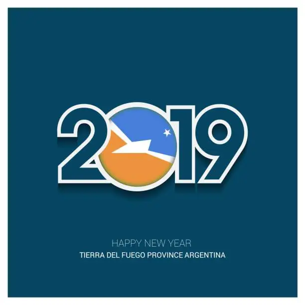 Vector illustration of 2019 Tierra del Fuego province Argentina Typography, Happy New Year Background