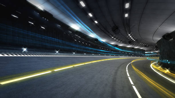 istock illuminated city road tunnel with spotlights 1055953812