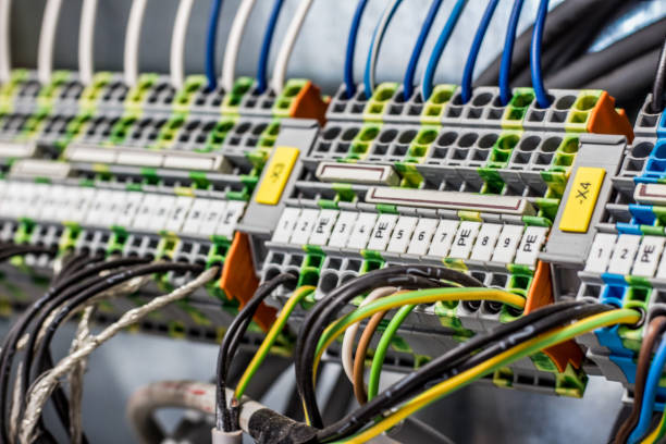 istock Electric cabinet with wires connections 1055955090