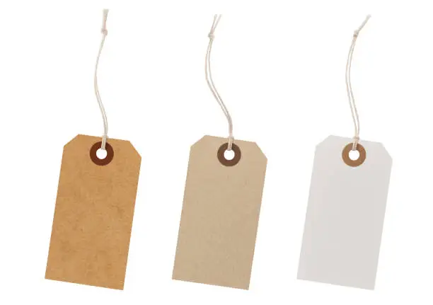 Set of recycled paper labels isolated on white