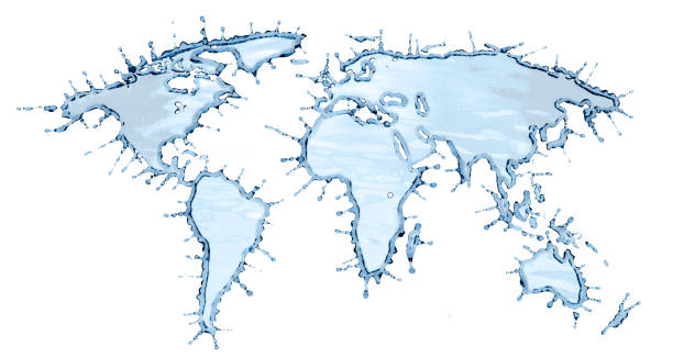 istock Clean Water Splash in Shape of World Map 1055959598