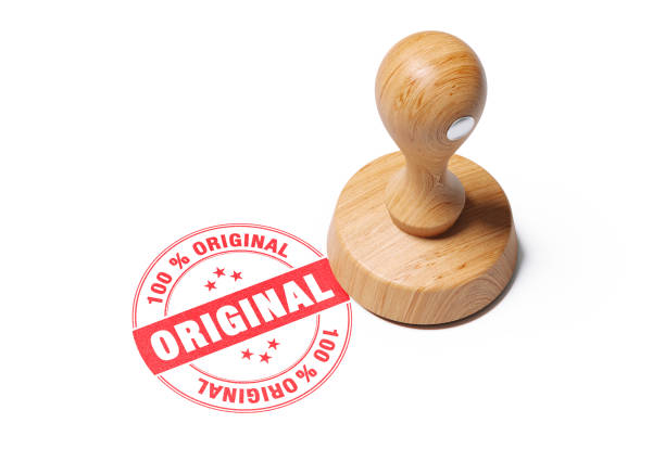 istock Wooden 100 % Original Stamp On White Background 1055959932