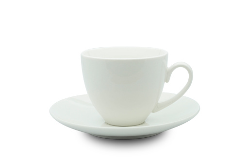White ceramic cup isolated from white background with clipping path.