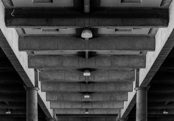istock roof structure of architecture, geometric pattern, black and white style. 1055963914
