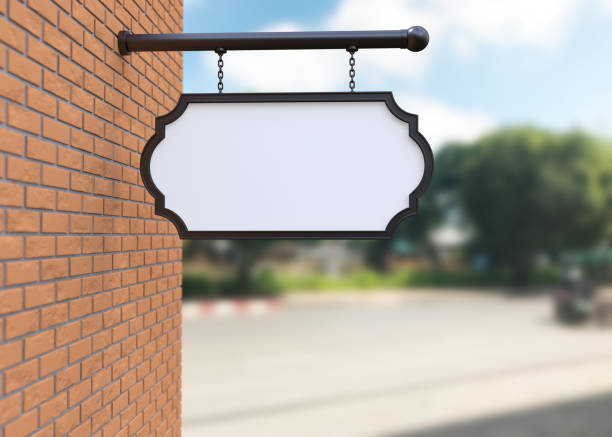 Blank white signboard Blank white signboard. 3D illustration store sign stock pictures, royalty-free photos & images