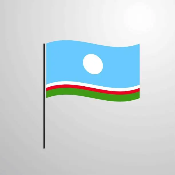 Vector illustration of Sakha Republic waving Flag