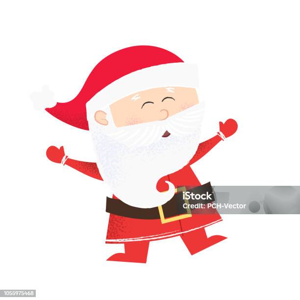 Fröhlichen Cartoon Weihnachtsmann Tanzen Stock Vektor Art und mehr Bilder von Alt - Alt, Alter Erwachsener, Arme hoch