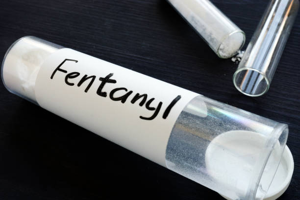 Fentanyl written on a bottle with label. Fentanyl written on a bottle with label. drug overdose stock pictures, royalty-free photos & images