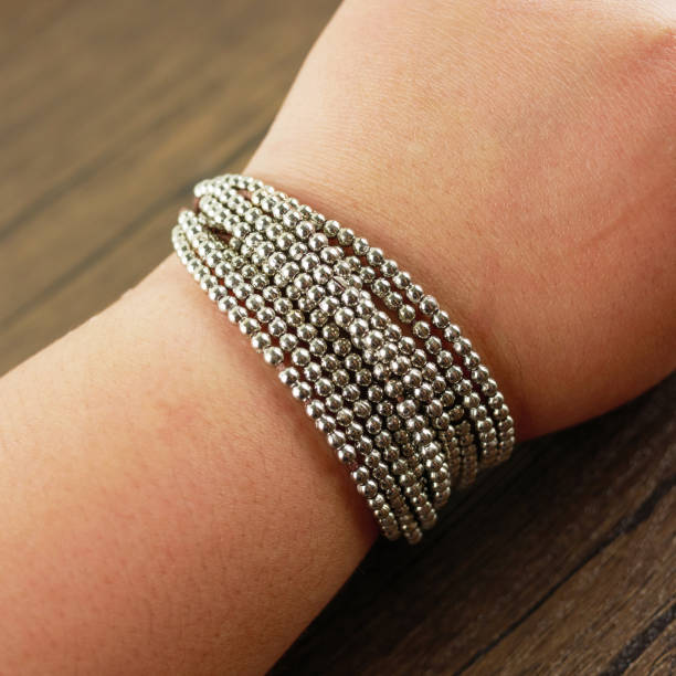 istock Women wrist with bracelet 1055979902