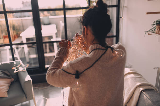 istock Tangled in Christmas lights 1055983168