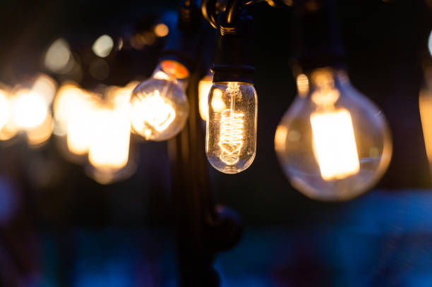 istock Vintage lighting Bulb decor , Incandescent Lamp Retro style 1055983632