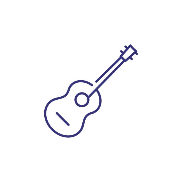 ilustrações, clipart, desenhos animados e ícones de ícone de linha de guitarra acústica - guitar