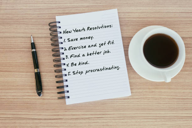 istock New Year Resolutions List on Notepad on Top of Wood Desk 1055987828